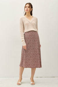 PRINT MIDI SKIRT WITH ELASTIC WAISTBAND