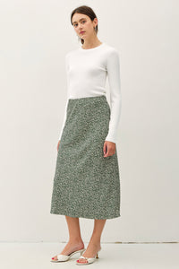 PRINT MIDI SKIRT WITH ELASTIC WAISTBAND