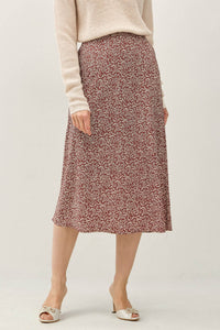 PRINT MIDI SKIRT WITH ELASTIC WAISTBAND