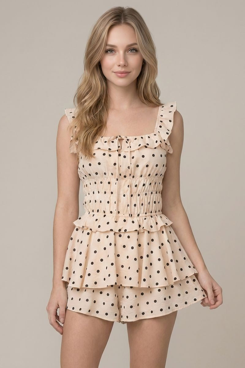 POLKA DOT RUFFLE TIERED ROMPER