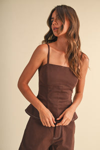 STRETCH PEPLUM STRUCTURED TOP