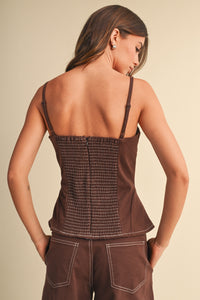 STRETCH PEPLUM STRUCTURED TOP
