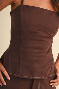 STRETCH PEPLUM STRUCTURED TOP