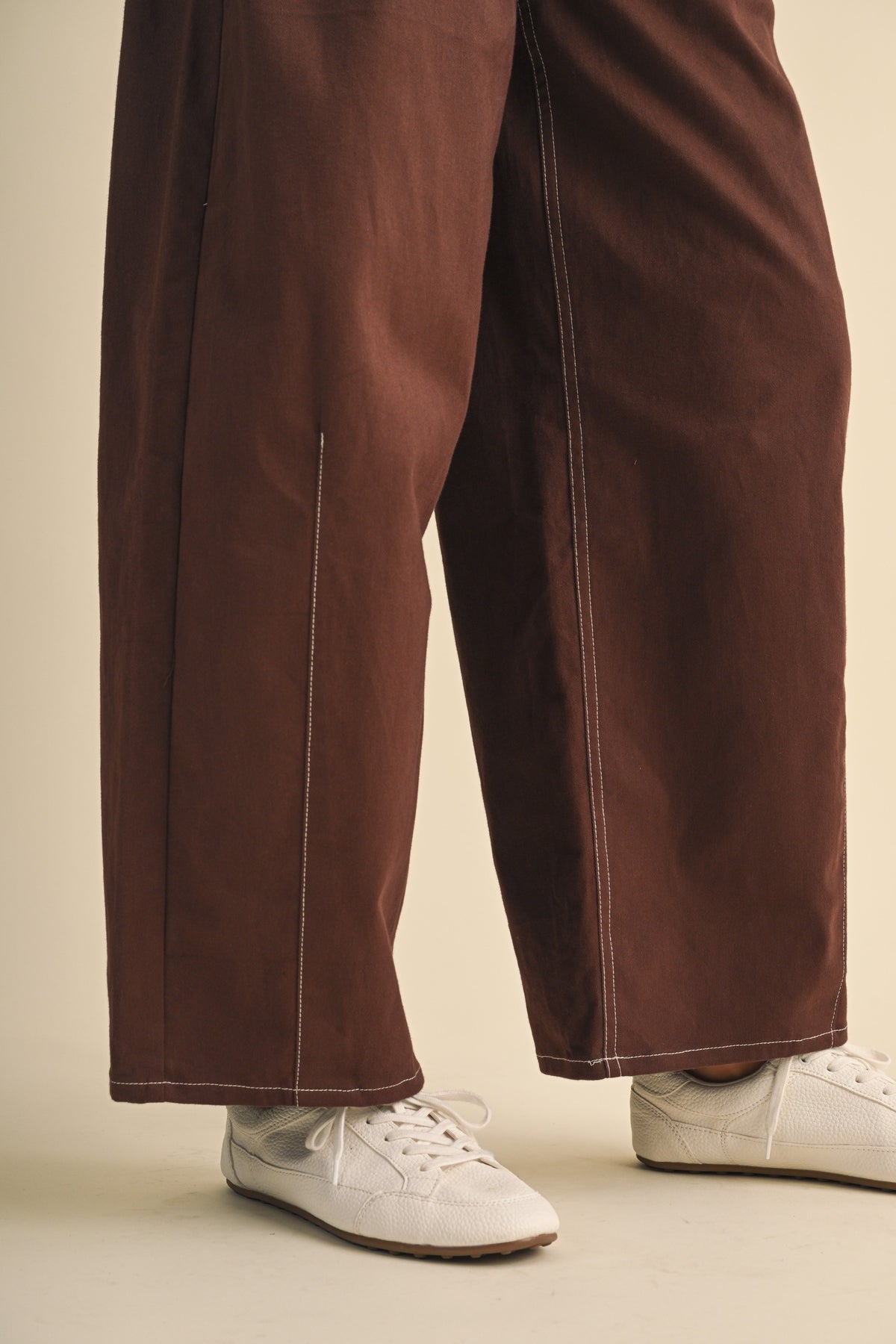 STRETCH TWILL STRUCTURED  BARREL PANTS