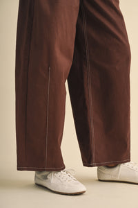 STRETCH TWILL STRUCTURED  BARREL PANTS