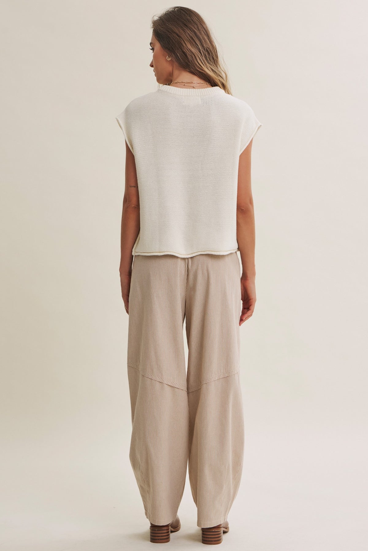 EVERYDAY EDIT RELAXED COTTON SWEATER VEST WITH EXPOSED SEAMS