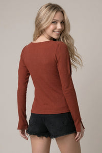 SOFT RIB PUFF DETAIL BOAT NECK TOP