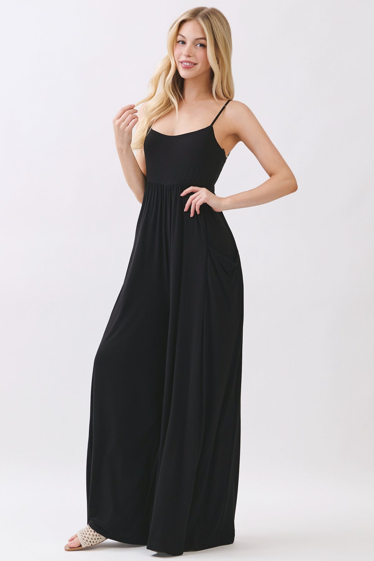 SOLID WIDE LEG CAMI JUMPSUIT