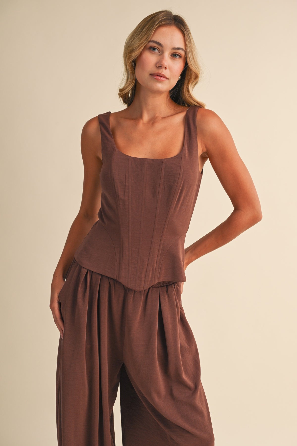 SATIN-LIKE STRUCTURE CORSET TOP