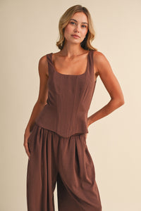 SATIN-LIKE STRUCTURE CORSET TOP
