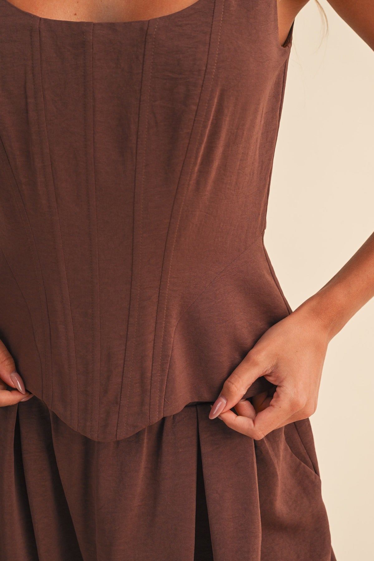 SATIN-LIKE STRUCTURE CORSET TOP