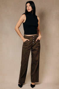 BUTTON FRONT STRAIGHT LEG DENIM JEANS