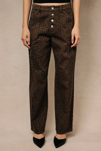 BUTTON FRONT STRAIGHT LEG DENIM JEANS