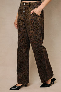 BUTTON FRONT STRAIGHT LEG DENIM JEANS