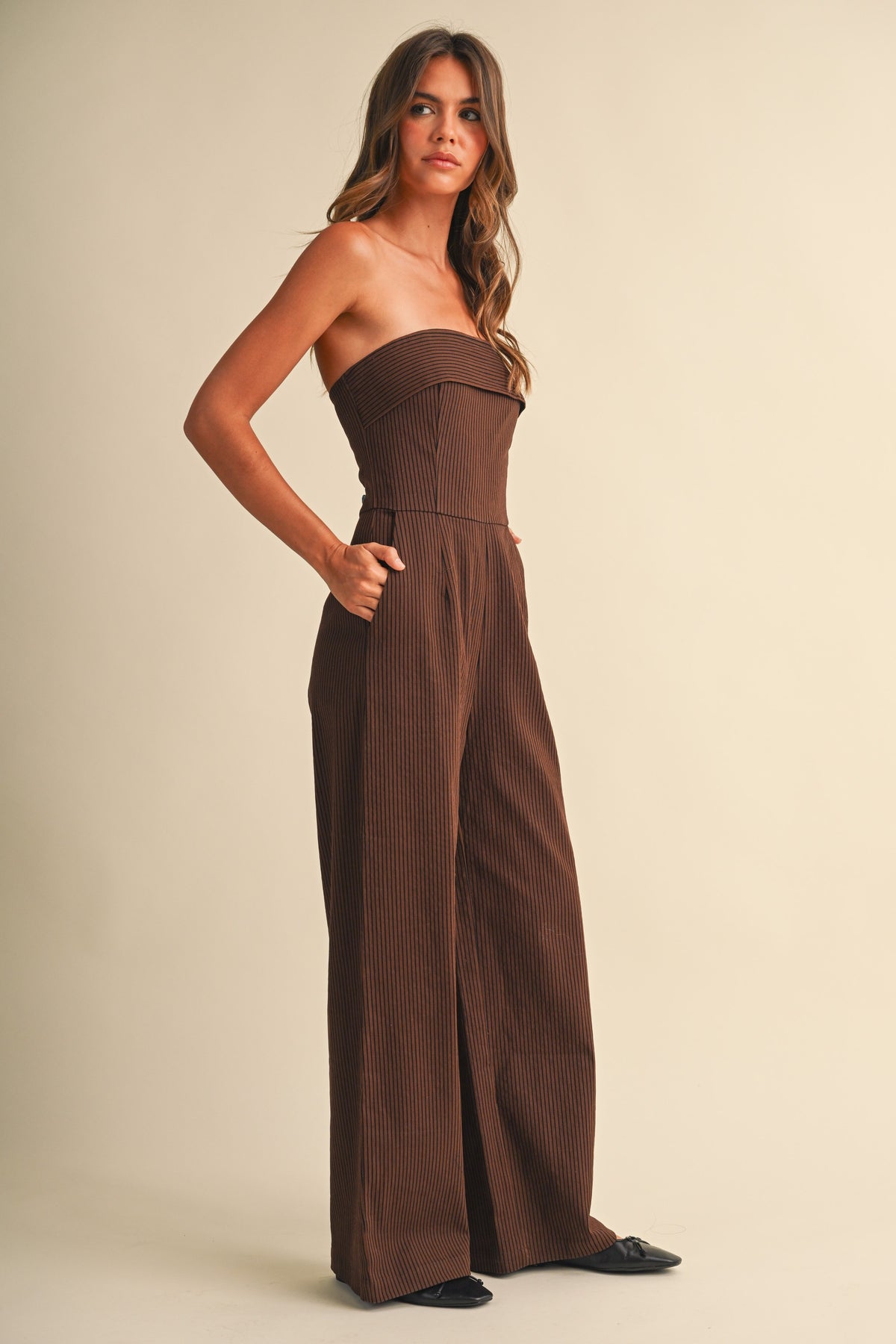 STRIPE DETAIL SLEEVELESS JUMPSUIT