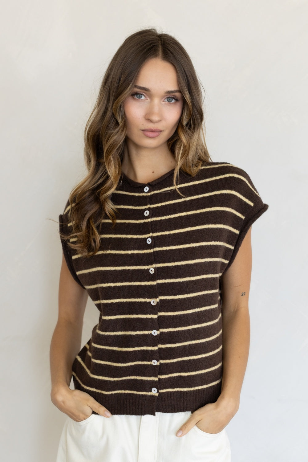 CABANA STRIPE PIPER VEST CARDIGAN