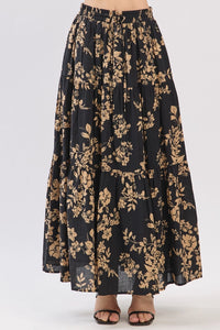 DRAWSTRING TIERED MIDI SKIRT