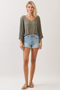 KIMONO SLEEVE DETAILED BLOUSE