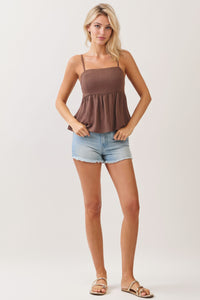 SQUARE NECK LINE BACK TIE CAMI TOP