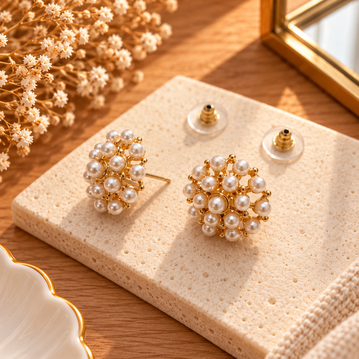PEARL CLUSTER STUD EARRINGS