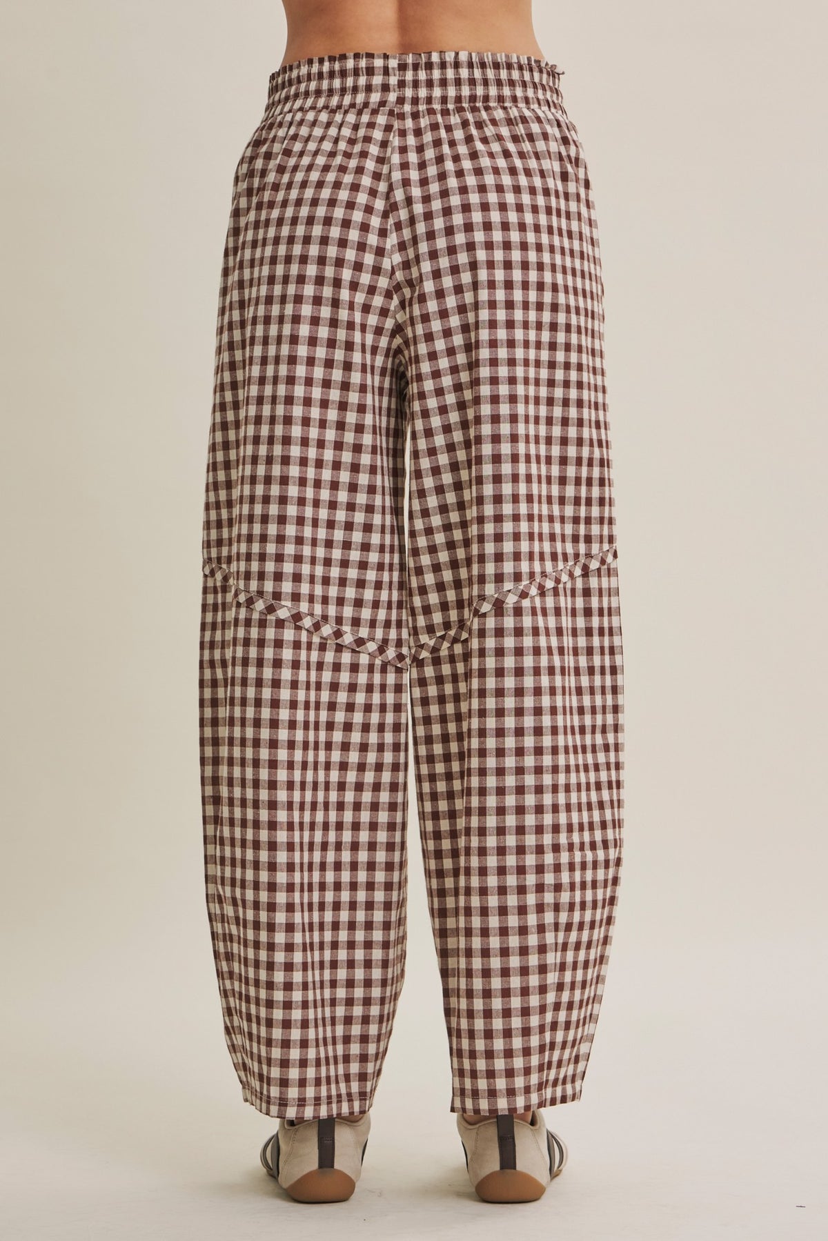 EASY DAY RELAXED GINGHAM COTTON BARREL PANTS