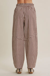 EASY DAY RELAXED GINGHAM COTTON BARREL PANTS