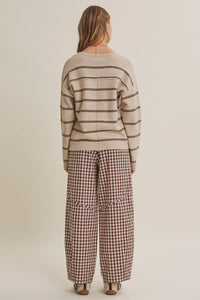 EASY DAY RELAXED GINGHAM COTTON BARREL PANTS
