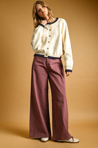 POINTELLE EFFECT KNIT CARDIGAN