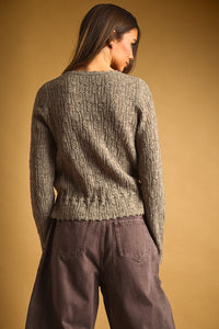 LACE KNIT WITH DRAWSTRING ON WAIST KNIT CARDIGAN