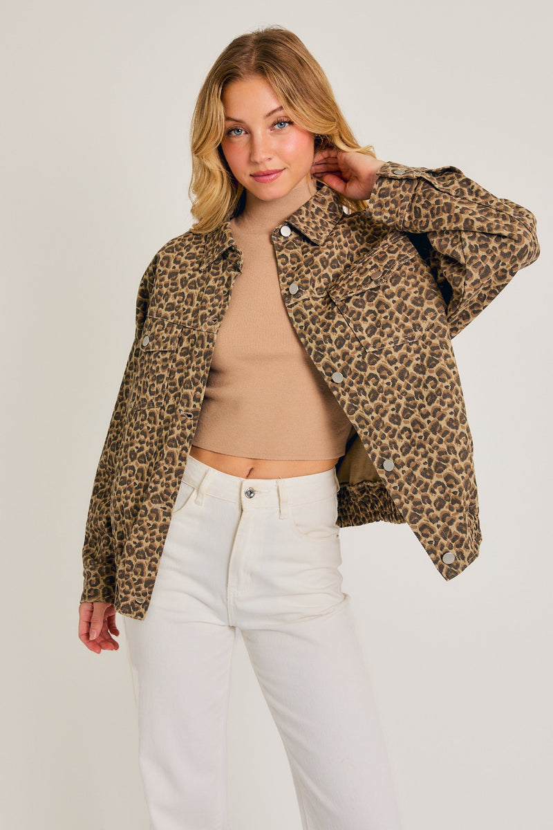 ANIMAL LEOPARD CHEETAH PRINT OVERSIZED JACKET