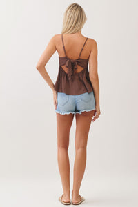 SQUARE NECK LINE BACK TIE CAMI TOP
