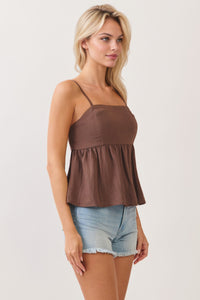 SQUARE NECK LINE BACK TIE CAMI TOP