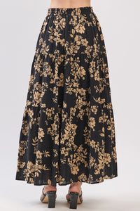 DRAWSTRING TIERED MIDI SKIRT