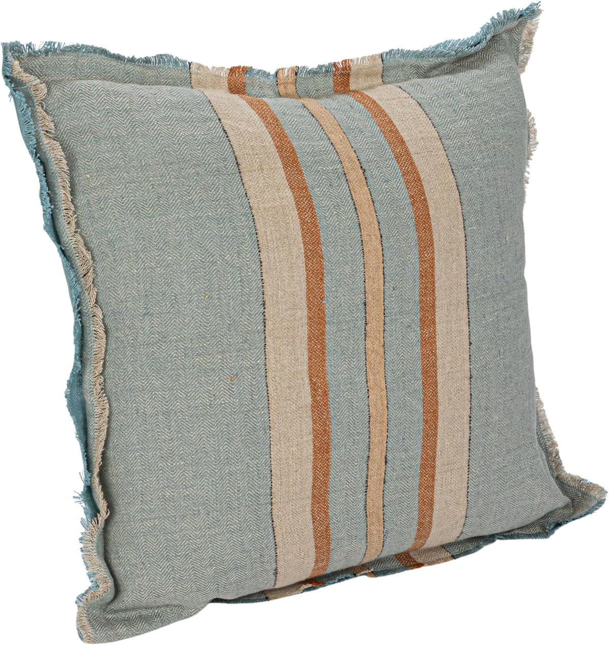 WOVEN LINEN STRIPED PILLOW WITH FRINGE
