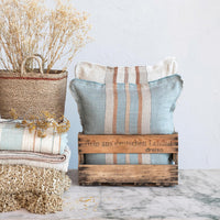WOVEN LINEN STRIPED PILLOW WITH FRINGE