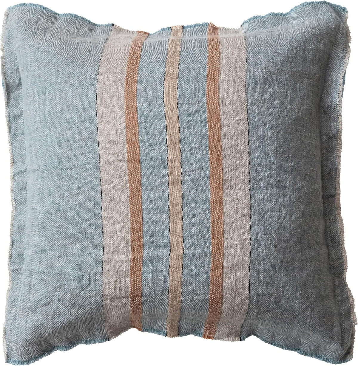 WOVEN LINEN STRIPED PILLOW WITH FRINGE