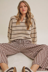 EASY DAY RELAXED GINGHAM COTTON BARREL PANTS