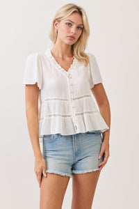 RUFFLE NECK TIERED BLOUSE