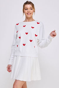 SOFT FINE RAISED HEARTS SWEATER