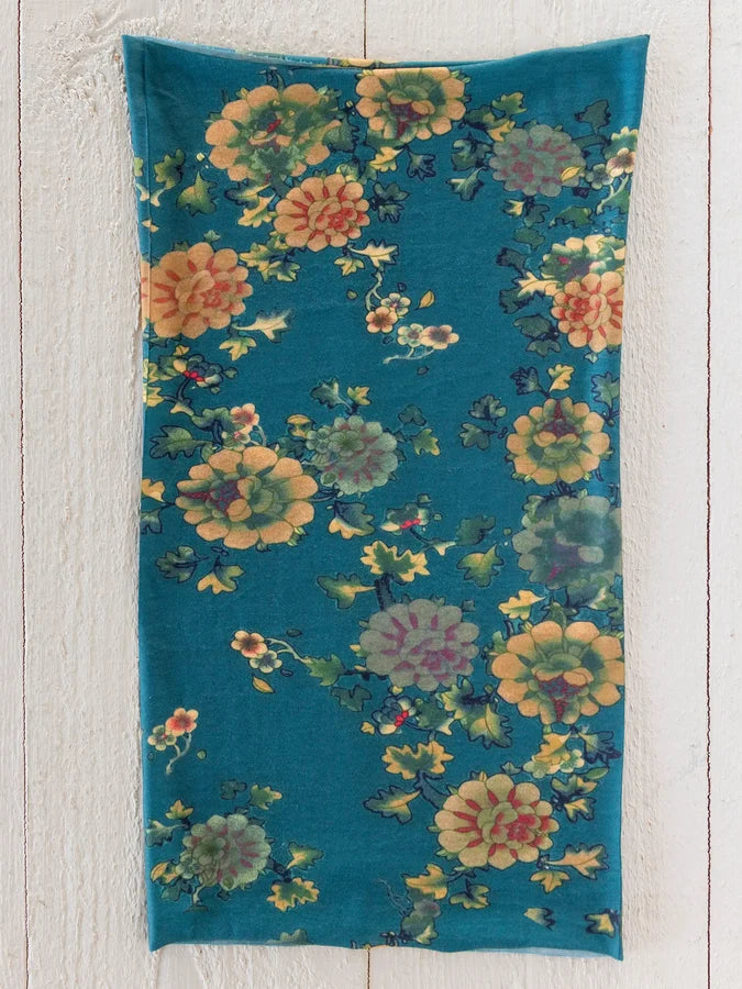 FULL BOHO BANDEAU HEADBAND - TEAL ORANGE CLUSTERS