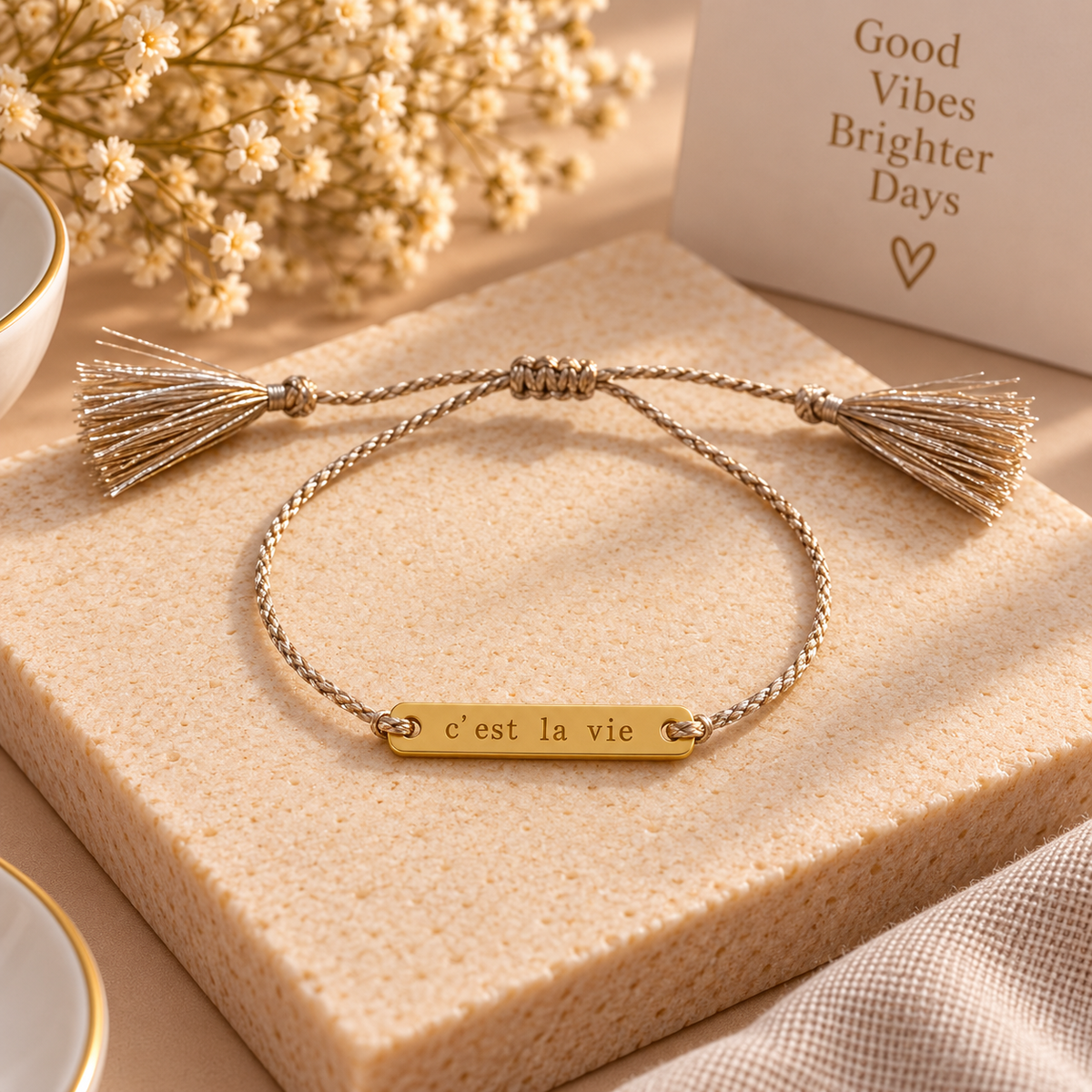 JOY IN A JAR INSPIRATIONAL THREAD BRACELET ADJUSTABLE