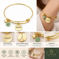 20 KARAT GOLD PLATED ADJUSTABLE ZODIAC BRACELET