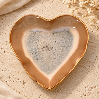 STONEWARE HEART DISH WITH GOLD EDGE