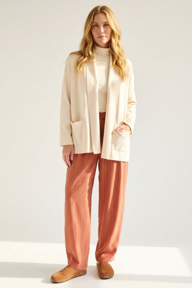 RELAXED OPEN FRONT KNIT CARDIGAN SWEATER