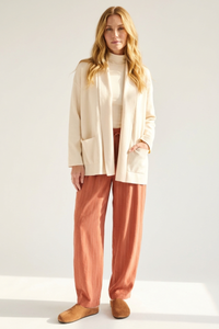 RELAXED OPEN FRONT KNIT CARDIGAN SWEATER