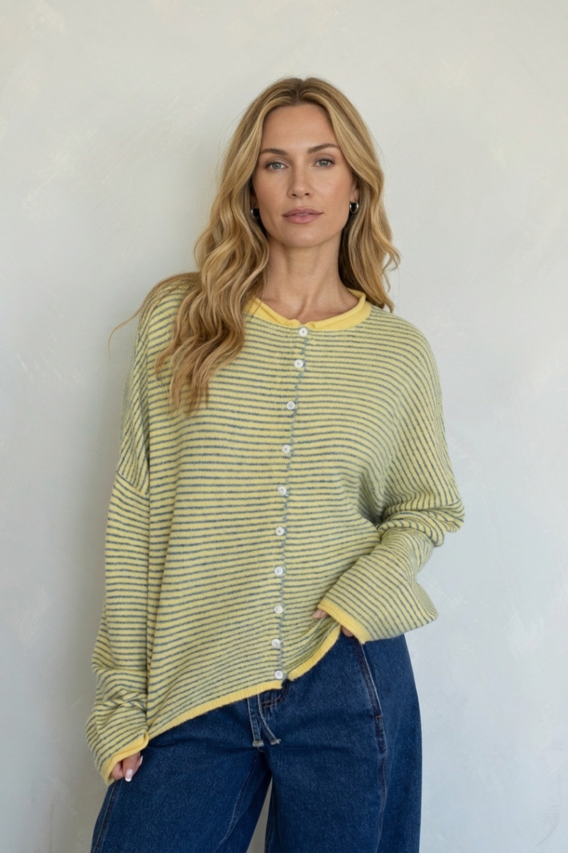 PIN STRIPED PIPER CARDIGAN