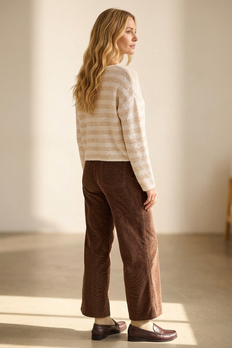 STRIPED LONG SLEEVE KNIT SWEATER