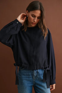 HIDDEN PLACKET SIDE-TIE JACKET