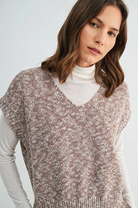 V-NECK KNITTED TOP WITH SHORT SLEEVES