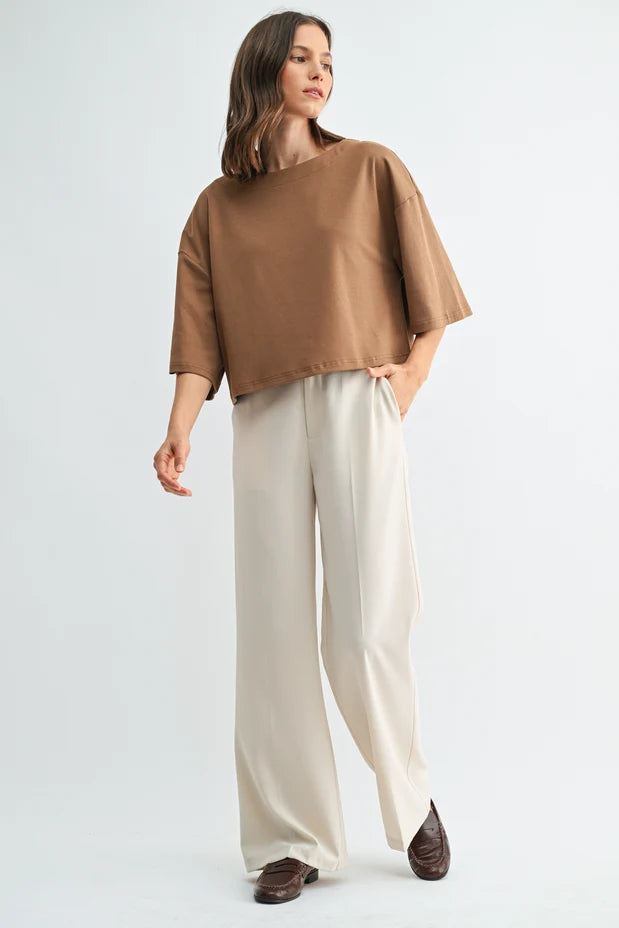 DROP SHOULDER CROP TOP